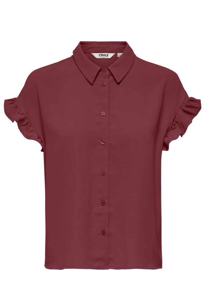 ONLMETTE LIFE SS FRILL SHIRT WVN CS 15353160 RUBY WINE